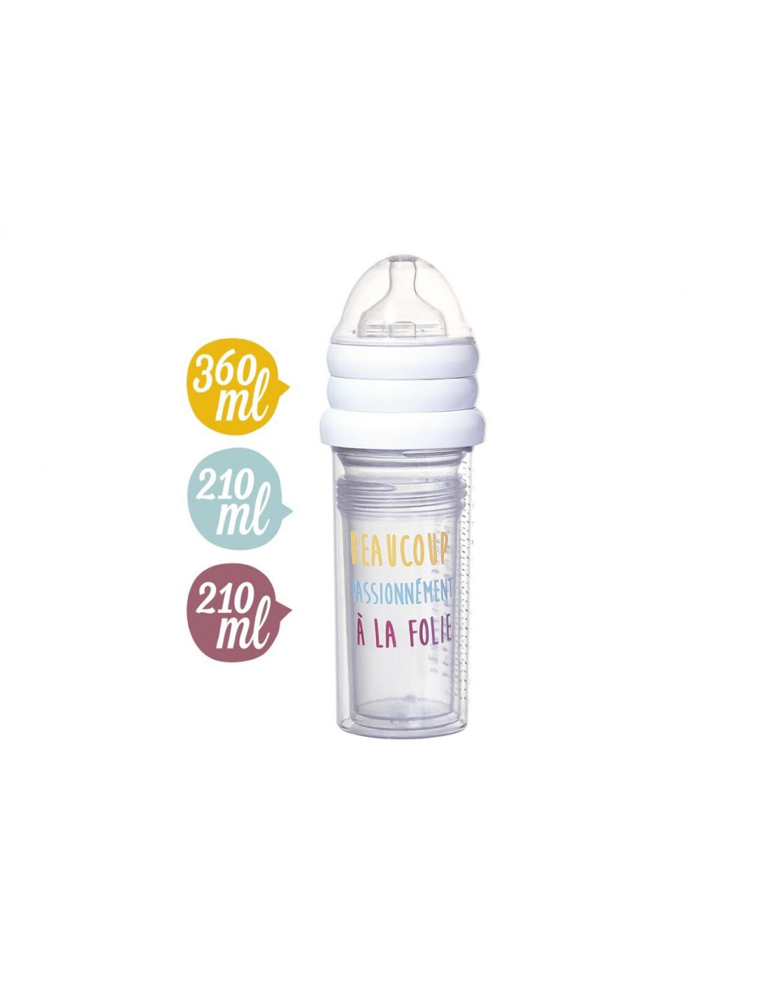 Coffret Le Biberon Français Set de 3 biberons Beaucoup Passionnément en copolyester durable