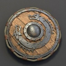 24"Medieval Warrior Wooden Viking Shield Round Shield Dragon Face Viking