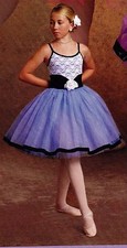 BALLET Costume Periwinkle Blue Black Velvet Lace Bodice child sz WolffFording