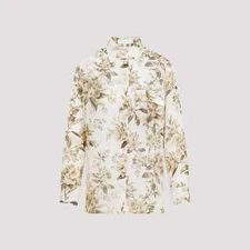 Zimmermann Golden Floral-Print Ramie Shirt Color Toile Floral Size 3/US 10