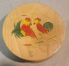 Vintage 1950's Rooster and Chicken Hamburger Wood Press Japan