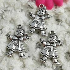 Free Ship 50 Pcs Antique Silver Girl Charms Pendant 24X17MM H-1678