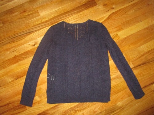 Ladies Boden Navy Blue Open Knit Acrylic Wool Mohair V-Neck Sweater Size XS - Picture 3 of 5