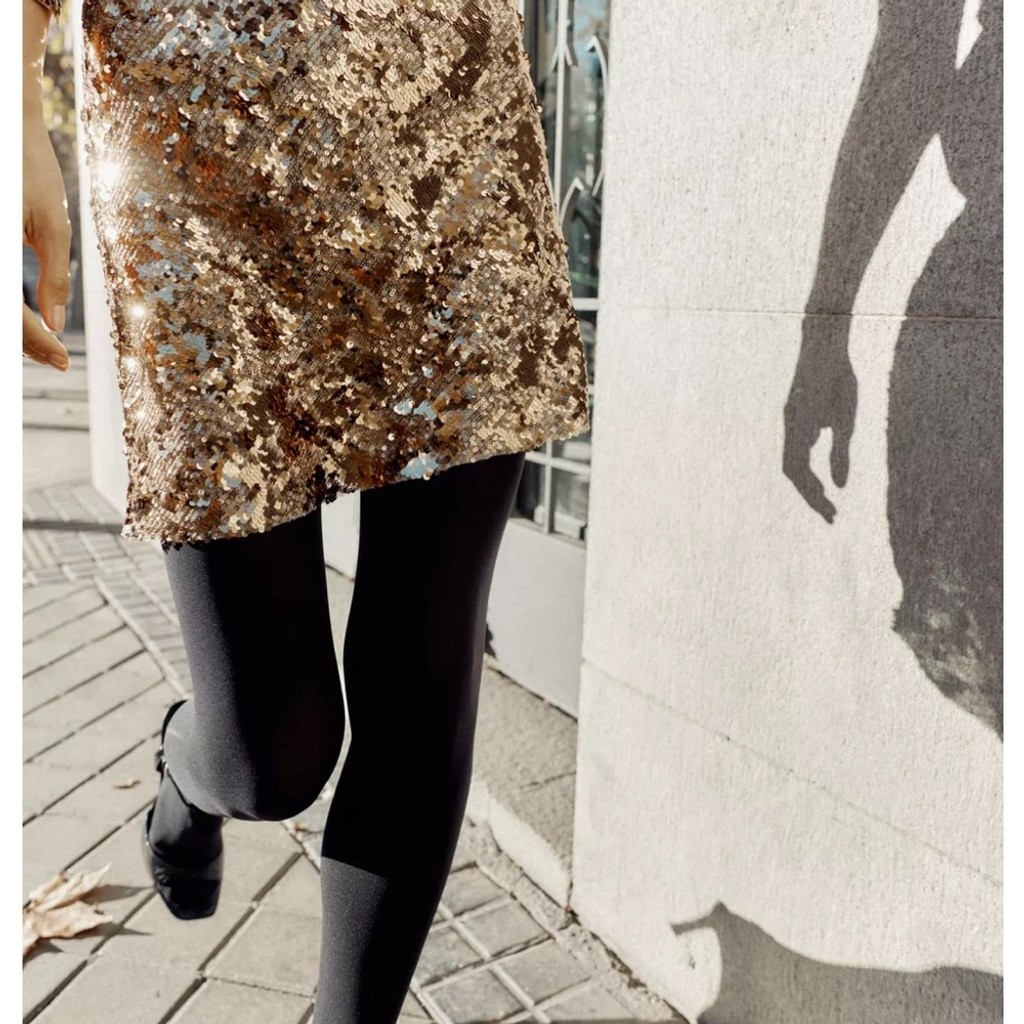 Zara Sequin Mini Skirt in Gold | Size L NWT