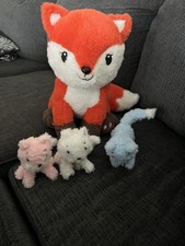 4 Pcs Fox Plush Toy Set 14 Inch Mommy Fox Stuffed Animal with 3 Cute Plush Baby