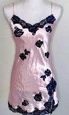 Vintage Victoria's Secret Rosette Satin Lace Trim Slip Dress Lingerie Sz XS