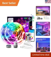 Flexible 100 FT RGB LED Strip Lights - Easy Install, Music Sync & Smart Control