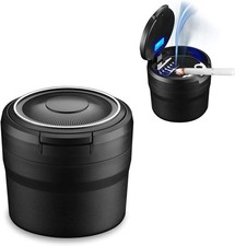 Auto-Aschenbecher LED Licht Klappdeckel selbstverlöschend tragbar Schwarz