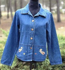 VTG New Identity Denim Jacket Cottagecore Embroidered Paisley Floral Boho Medium