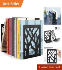 Black Metal Bookends with Anti-Slip Pads