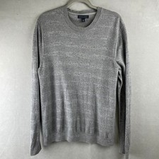 Banana Republic Mens Sweater L/S Striped Mix Crew Gray M Cotton Casual Chic 2011