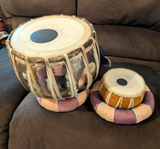 Tabla Drum Set Bayan Dayan with 2 Rings 4-Piece Metal & Wood Analog