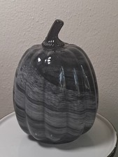 Hand Blown Marbled Glass Pumpkin Decor Autumn Fall Halloween