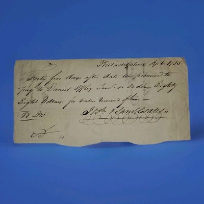 1785 Daniel Offley Jr Philadelphia Quaker Anchor Forge Promissory Note