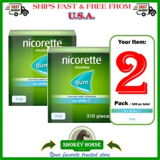 2 x  Nicorette Icy White Gum 2 mg, 210 Pieces """SHIPS SUPER FAST FROM USA"""