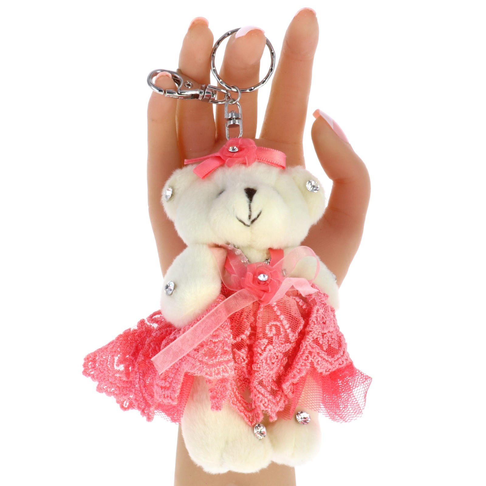 Large Teddy Bear Plush Keychain Charm