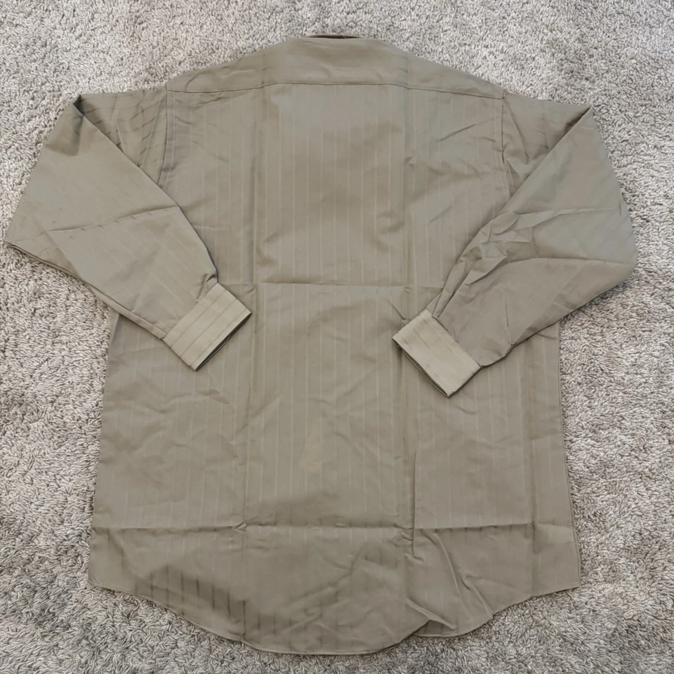 Camisa de vestir David Taylor abotonada para hombre 16,5 32/33 beige a rayas corte completo Foto 2 de 4