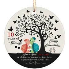 Personalized Name Anniversary Ornament Custom Turtle Couple Love Marriage Gift