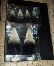 nib Black + White Bottle Brush Trees  (2) 6" & (4) 4" Holiday Decor Halloween
