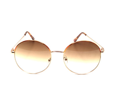 Brown Gradient Lens Gold Tortoiseshell Round Frame Women s Sunglasses