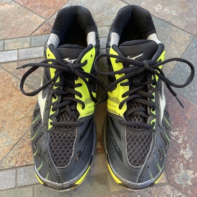 Mizuno Women's Size 9 Wave Tornado X Indoor Volleyball Shoes Black & Neon Yellow