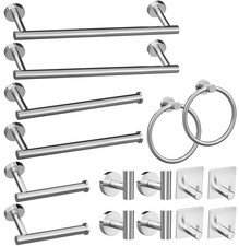 16 Pc Brushed Nickel Bathroom Hardware Set Stainless Steel Towel Bar Hook Ring