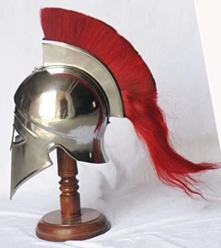 Casco Armadura Halloween Corinto Griego Medieval con Pluma Roja Caballero Espartano Foto 3 de 4