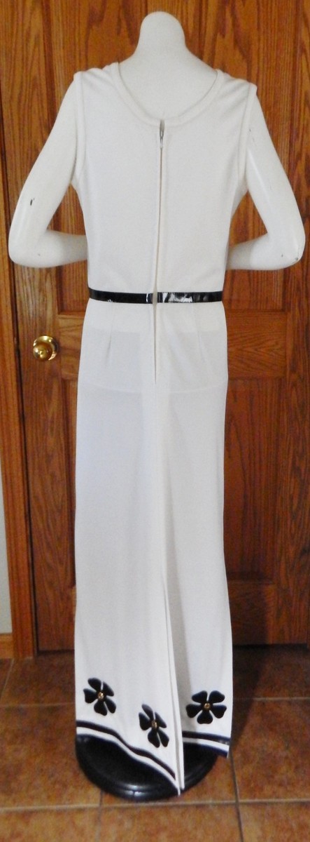 Vtg 1970s French Designer Luis Marie White Sleeveless Maxi Dress Floral Size S View 3