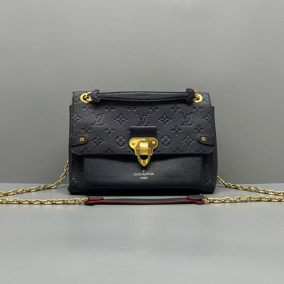 Authentic Louis Vuitton Vavin MM Chain Bag Navy Monogram Leather