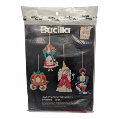 Vintage BUCILLA Kit 3584 Cinderella Felt Ornaments Jeweled Christmas Sealed