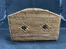 Vintage Wicker Utensil Caddy Flatware Pencil Pen Holder Basket Office Organizer
