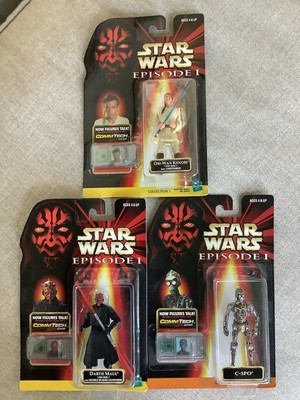 Lot of 3 Star Wars Episode 1 Action Figures 1998 Hasbro w/CommTech Chip NEW