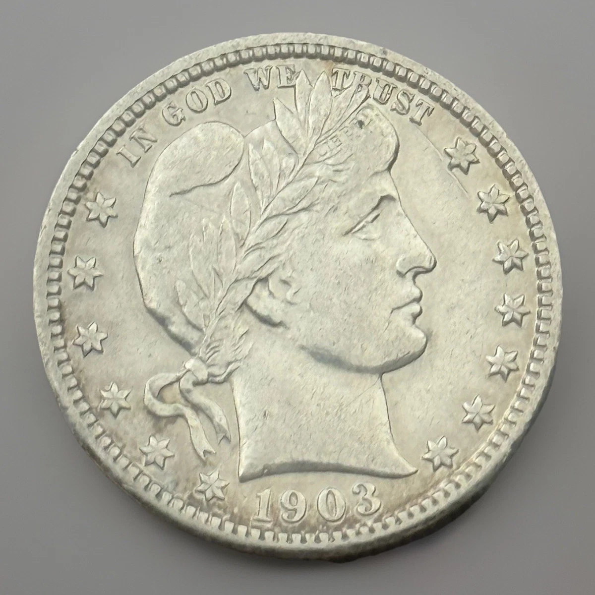 1903年 米国 バーバークォーター銀貨Sミント 1903 S Barber Quarter