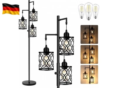 Dimmbare 3 flammige Landhaus Standleuchte 172cm Industrielle Stehlampe mit 3x6W - Bild 1 von 4