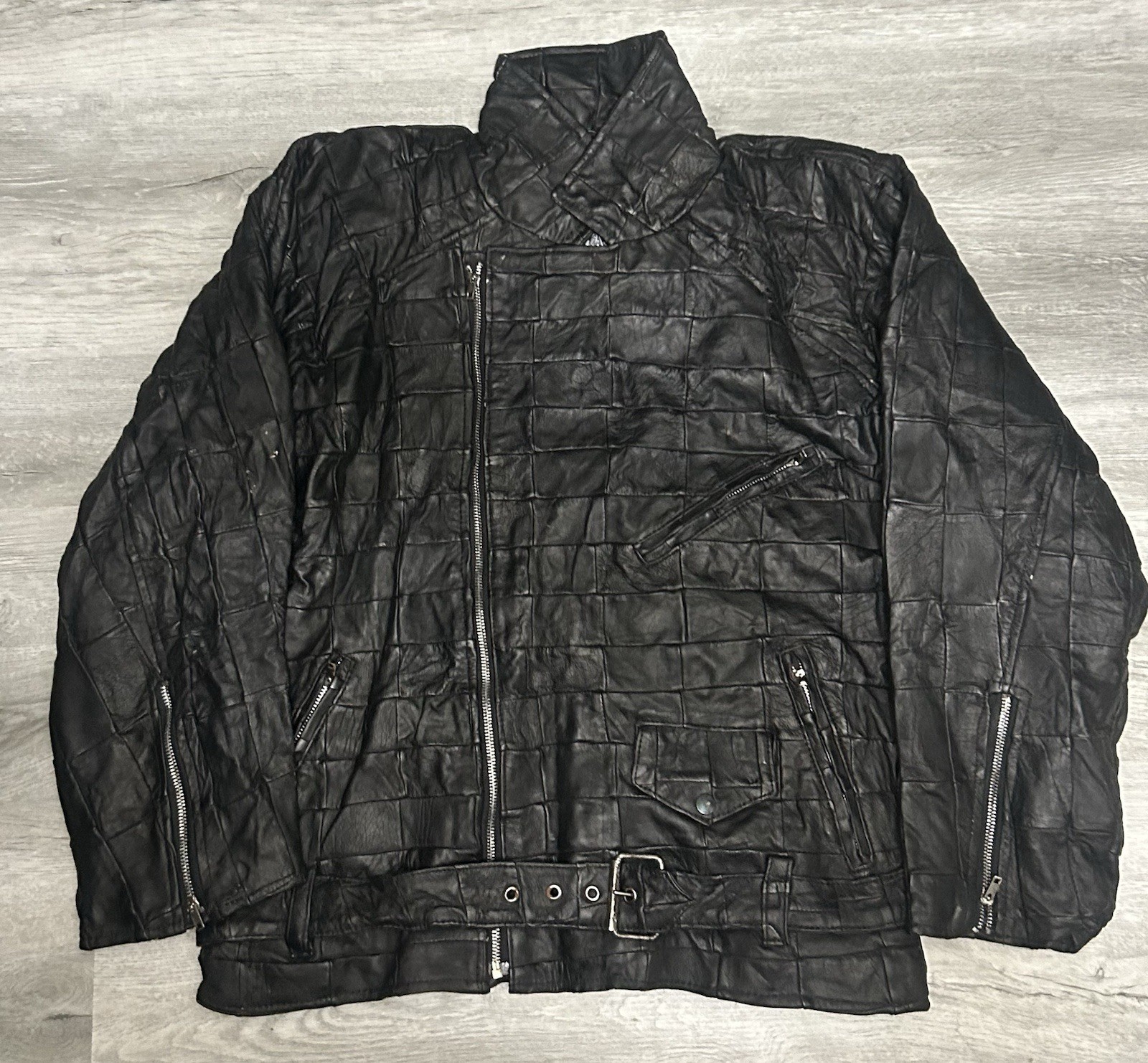 Leather Biker Jacket Vintage Avant-Garde Archive Metal Size M