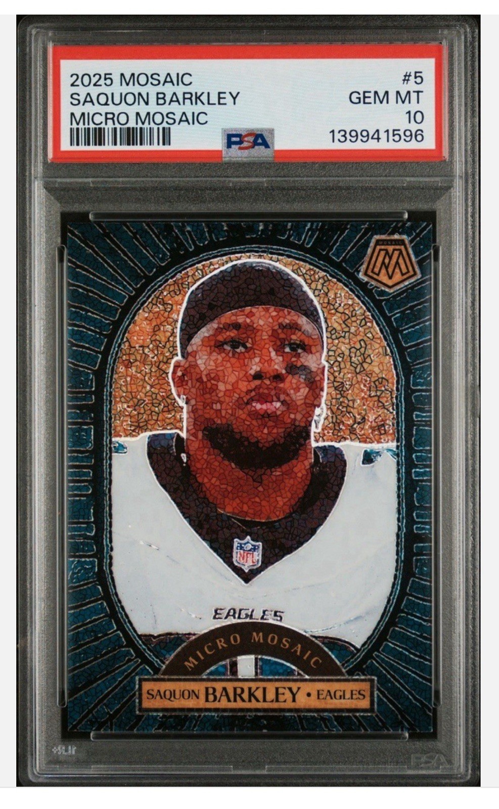 2025 Panini Mosaic Micro Mosaic Saquon Barkley SSP Case Hit PSA 10