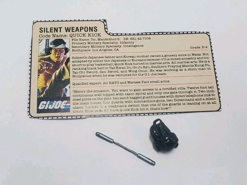 Vintage 1990 Quick Kick V1 Filecard Nunchuks Backpack GI Joe Hasbro Figure Parts