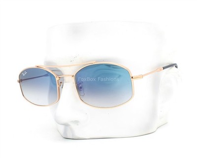 Ray-Ban RB 3719 9262/3F Sunglasses Polished Rose Gold Light Blue Gradient w/case