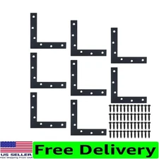 Matte Black Stainless Steel L Brackets for Furniture Repair - 8 Pack