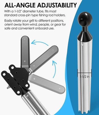 fishing rod holder grill Stainless Steel Boat with Mount this mount offers exceptional durability and superior corrosion resistanceeven in harsh saltwater environments Magma Pow'rGrip LeveLock Double Locking