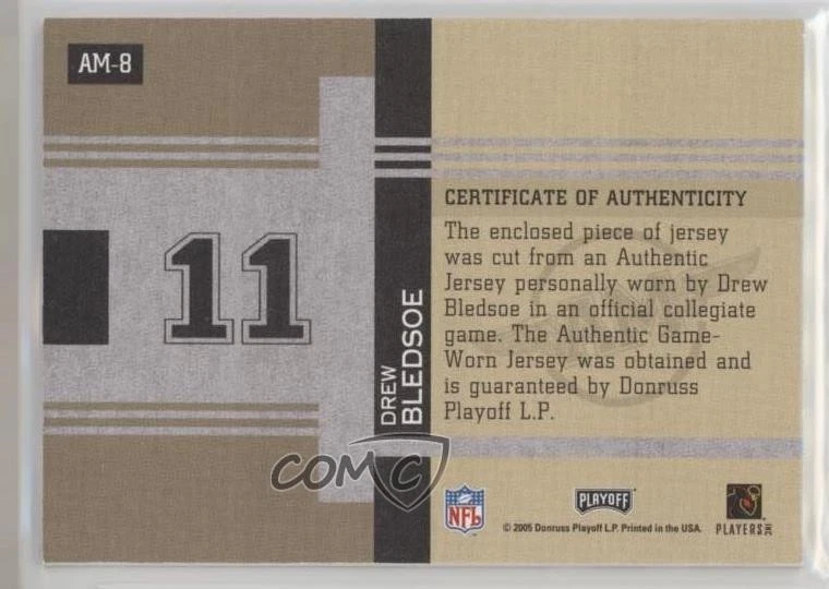 2005 Playoff Honors Alma Mater Materials Drew Bledsoe #AM-8 - Image 2 of 2