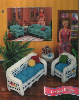 NEW GARDEN ROOM SOFA & CHAIR FASHION DOLL ANNIE'S CROCHET PATTERN INSTRUCTIONS