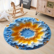 Dreamy Swirl Mat, Round Mat, Velvet Mat with High-Definition Pattern Print, Doub
