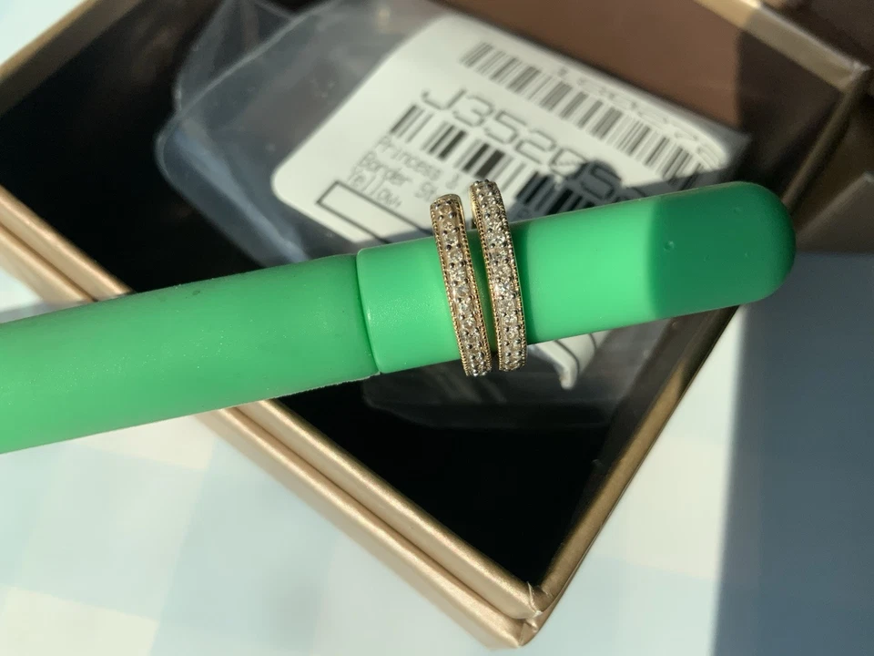 QVC 14K YELLOW GOLD NATURAL AFFINITY DIAMOND HOOP EARRINGS Inside Out - Image 2 of 4