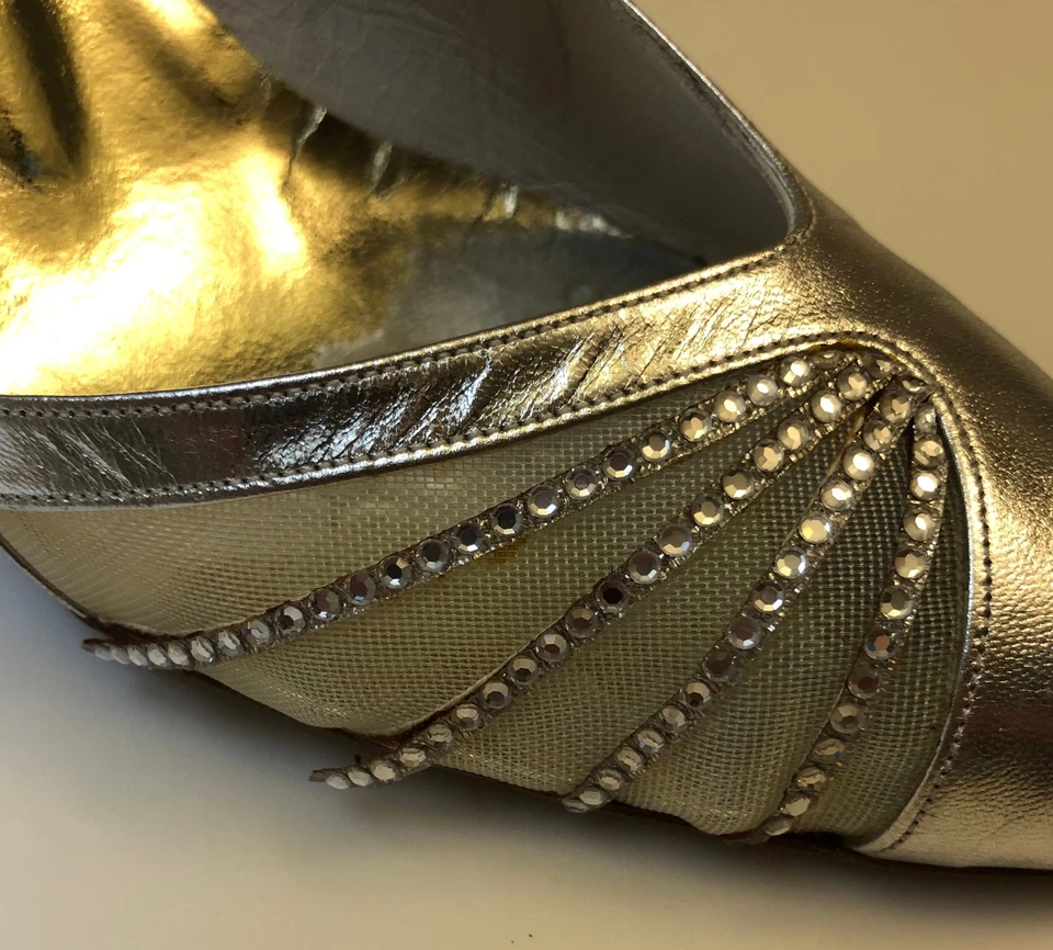 De colección MR SEYMOUR Stuart Weitzman Plateado Noche Tacones Zapatos Estrás Spray 9B Foto 2 de 4