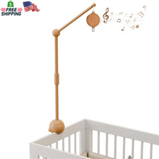 Crib Mobile Arm with Music Box,32.5 Inch Crib Mobile Stand,Wooden Mobile Arm for