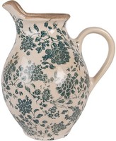 Dekorationskanne Keramik Floral 21X16X24 Cm Beige-GrüN Clayre & Eef 6CE2237M