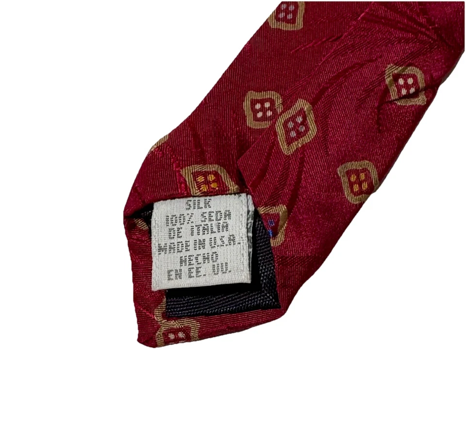Галстук Liz Claiborne красный геометрический дизайн итальянский шелк сделано в США - Изображение 2 из 4