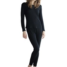 Women's Silk Thermal Underwear Set Long Johns Scoop Neck Undershirt Winter Co...