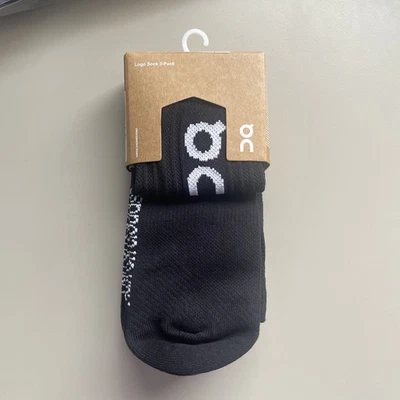 ON CLOUD ON Crew Socks Logo Socks 3-Pack for Men Women Running Size L (UK 9-12) Black